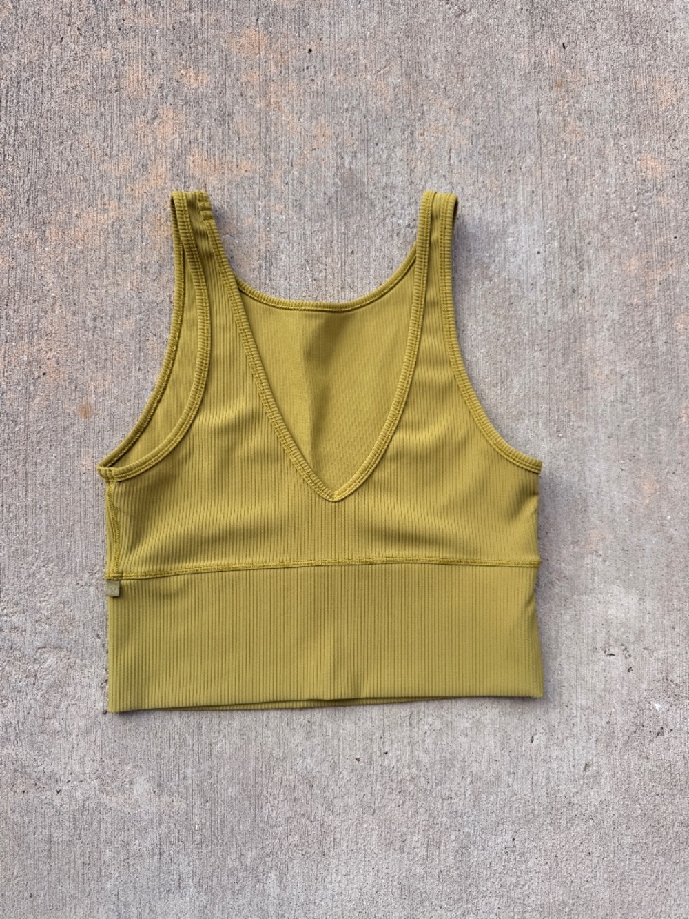 Lululemon Power Pivot Tank Ribbed Reversible Gold Spice Green Yellow Crop Size 4